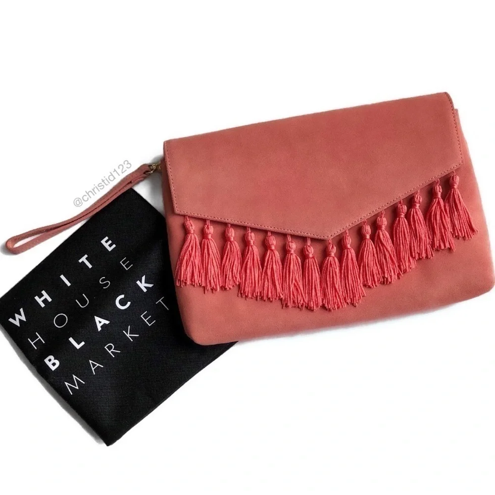 White House Black Market Tassel Clutch Bag - Picture 1 of 7